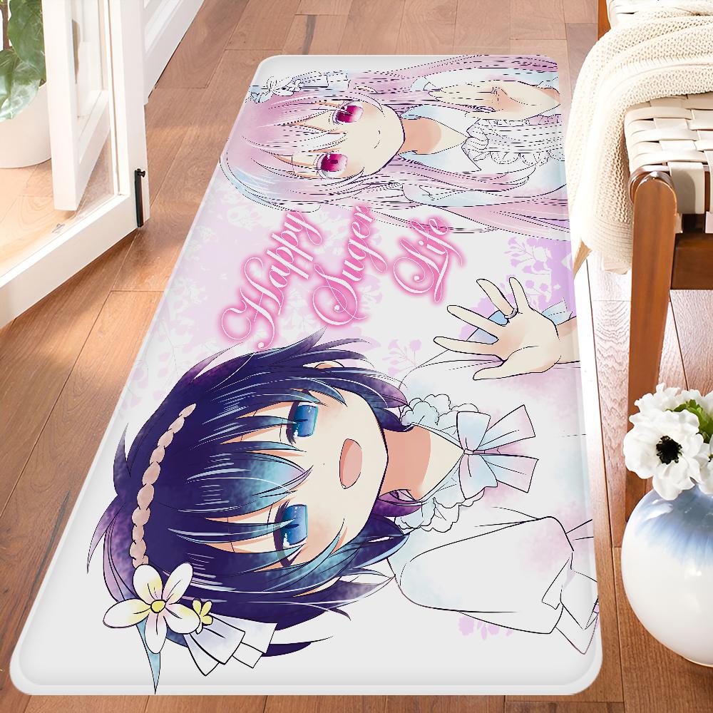 Anime Happy Sugar Life Floor Mat Cheaper Anti-slip Modern Living Room Balcony Printed Bedside Mats