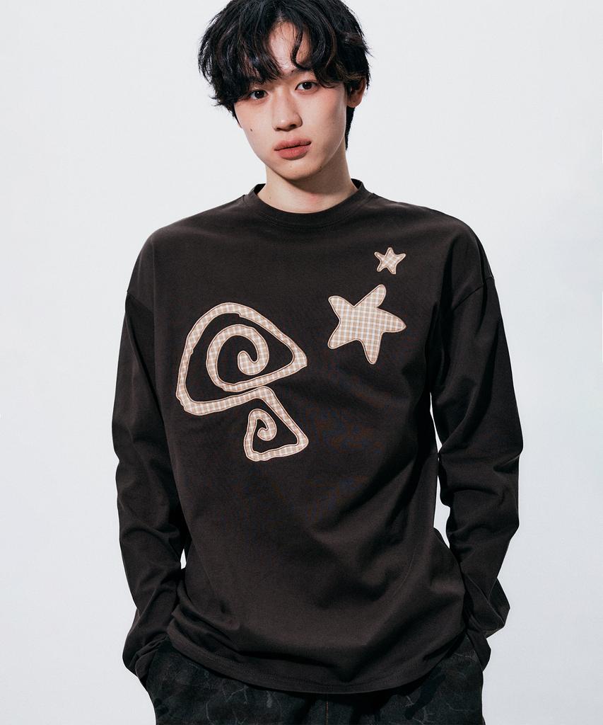 SOMEPLACE MAN Multi Basic Applique Graphic Long Sleeve Oversized Long-Sleeve T-Shirt_3 Colors