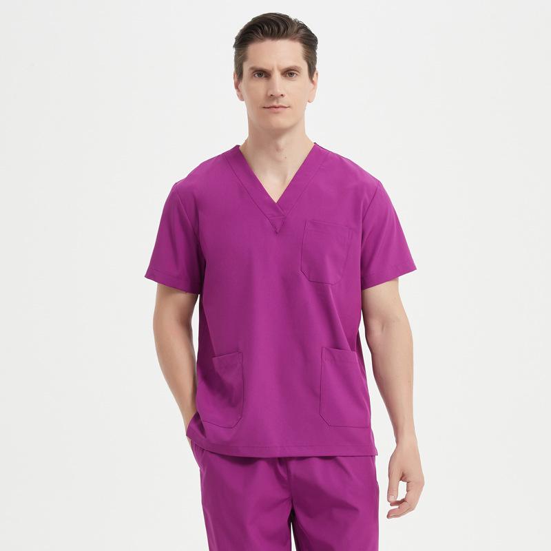 Elastic V-neck Doctor & Nurse Work Uniform - Washable Surgical Gown Suit Set.