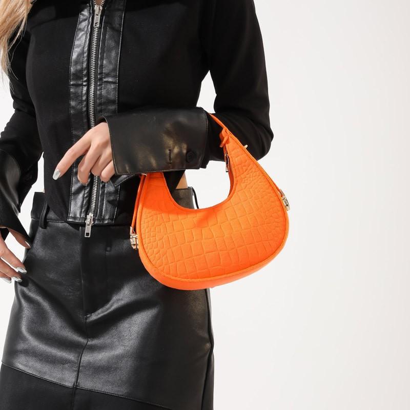 Solid Color Temperament Women's Bag Trend Winter New Stone Pattern Armpit Bag Casual Shoulder Handbag