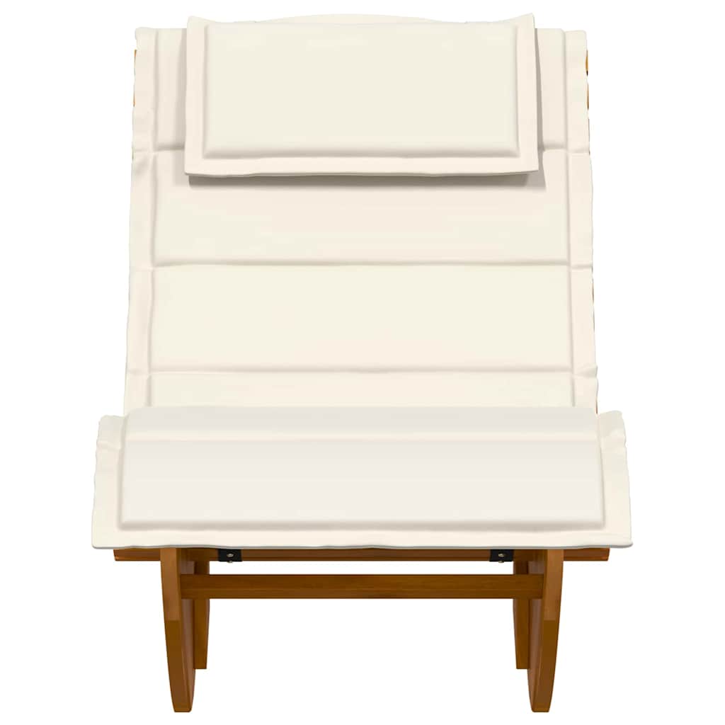 2 Person Sun Lounger with Cushions 2 Pcs Brown Solid Acacia Wood