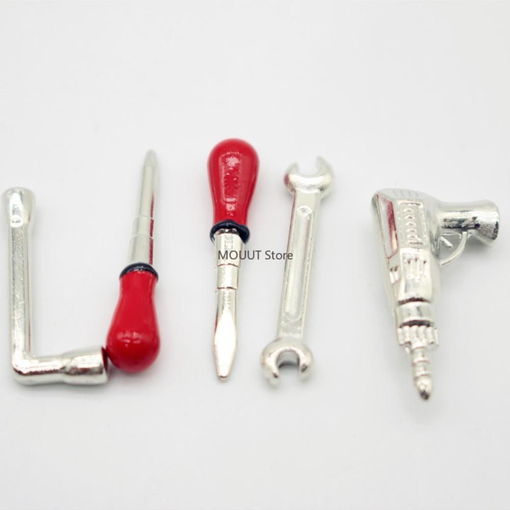 5 Pcs  Miniatures Electric Drill Repair Tools Wrench Tools Miniature Repair Model Scene Props Mini Repair Tool