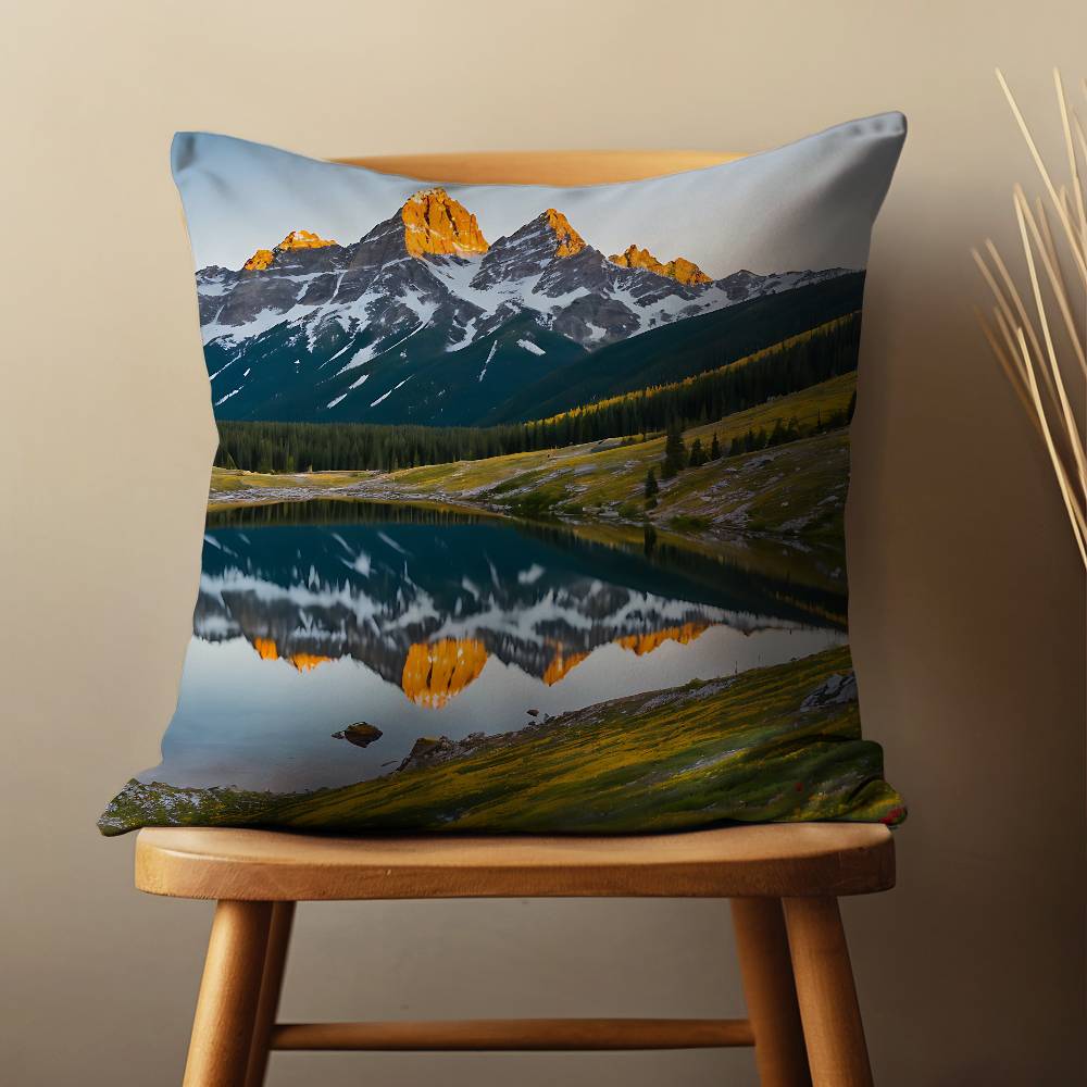 Natural Scenic Mountains Throw Pillow Case For 45*45cm,55*55cm,30*30cm For Home Bedroom Decoration And Protector