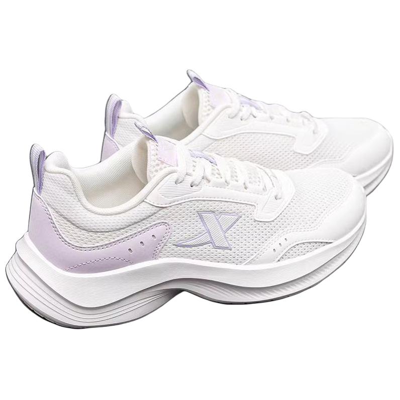 Xtep Jumping Shoes Sports Versatile Shock Absorbing Wear Resistant Breathable Low Top Casual Running Shoes Women Sneaker White Purple 876418110061-5