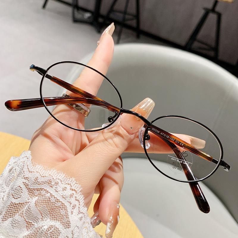 

Literary And Retro, Oval Small Frame Glasses Frame, Plain Wind Anti-Blue Light Glasses Frame 00236 чёрный