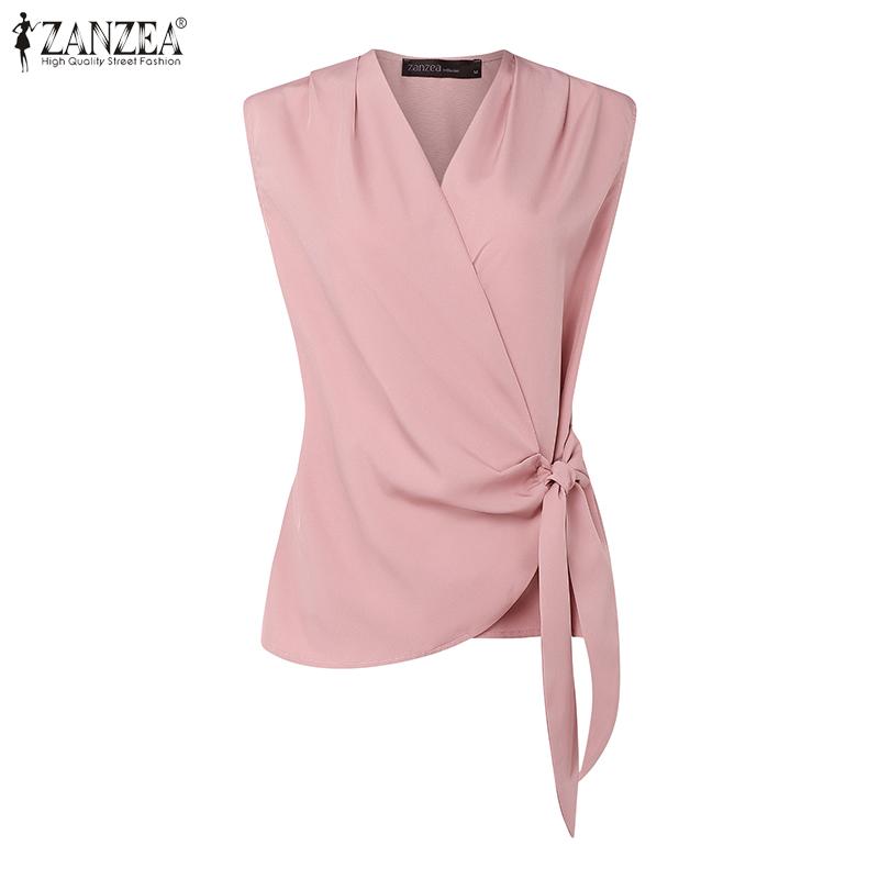 ZANZEA Women Casual V-Neck Side Lace Up Summer Sleeveless Vest Tops