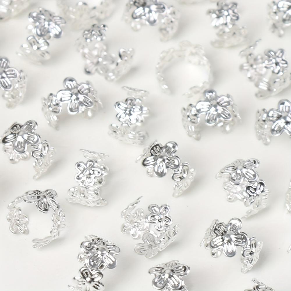 

200pcs Vintage Hollow Out Hair Ring Gold Silver Stylish Hair Buckles Men 100Pcs срібний