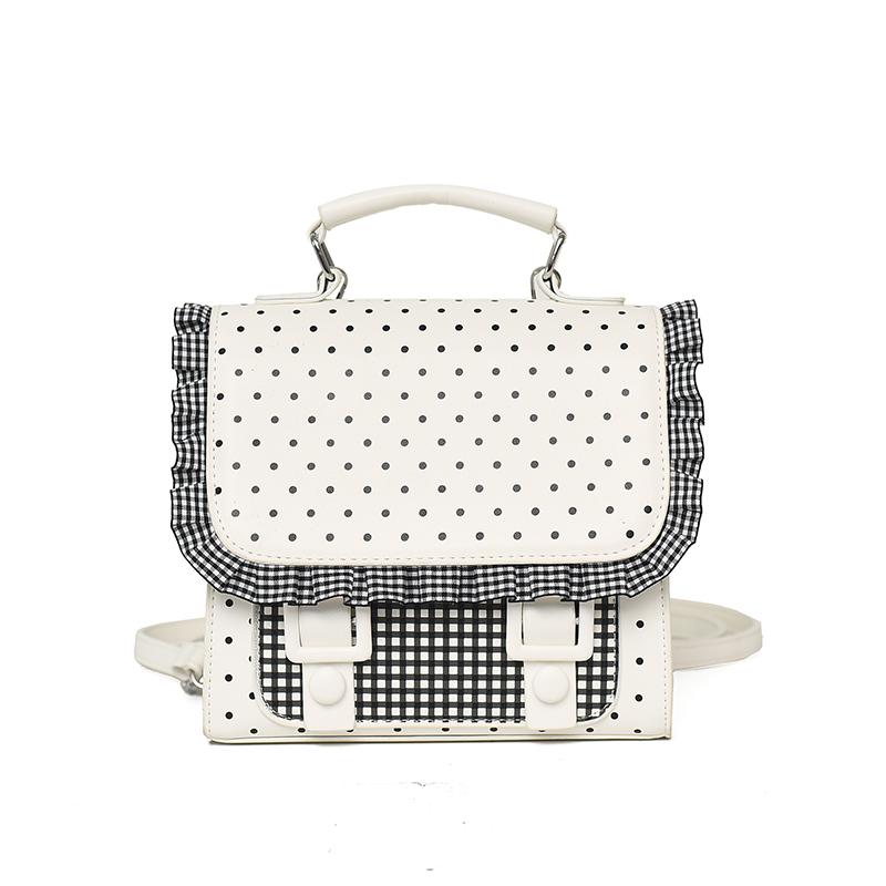 Fresh Polka Dot Women s Backpack Fashionable Dual-Purpose Single Shoulder Bag Cute Lace Detail Ladies Satchel Dual-Shoulder Bag бежевый