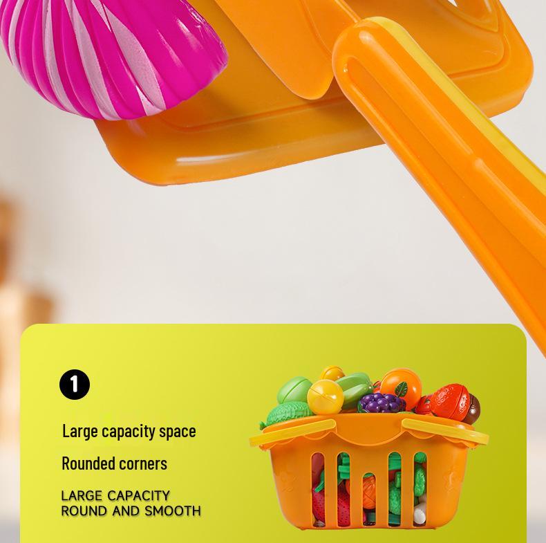 Cross-Border Kids' Fruit Cutting Toy Set: Simulation Veggie & Fruit Basket with Role-Playing Pizza Kitchenware for Boys & Girls