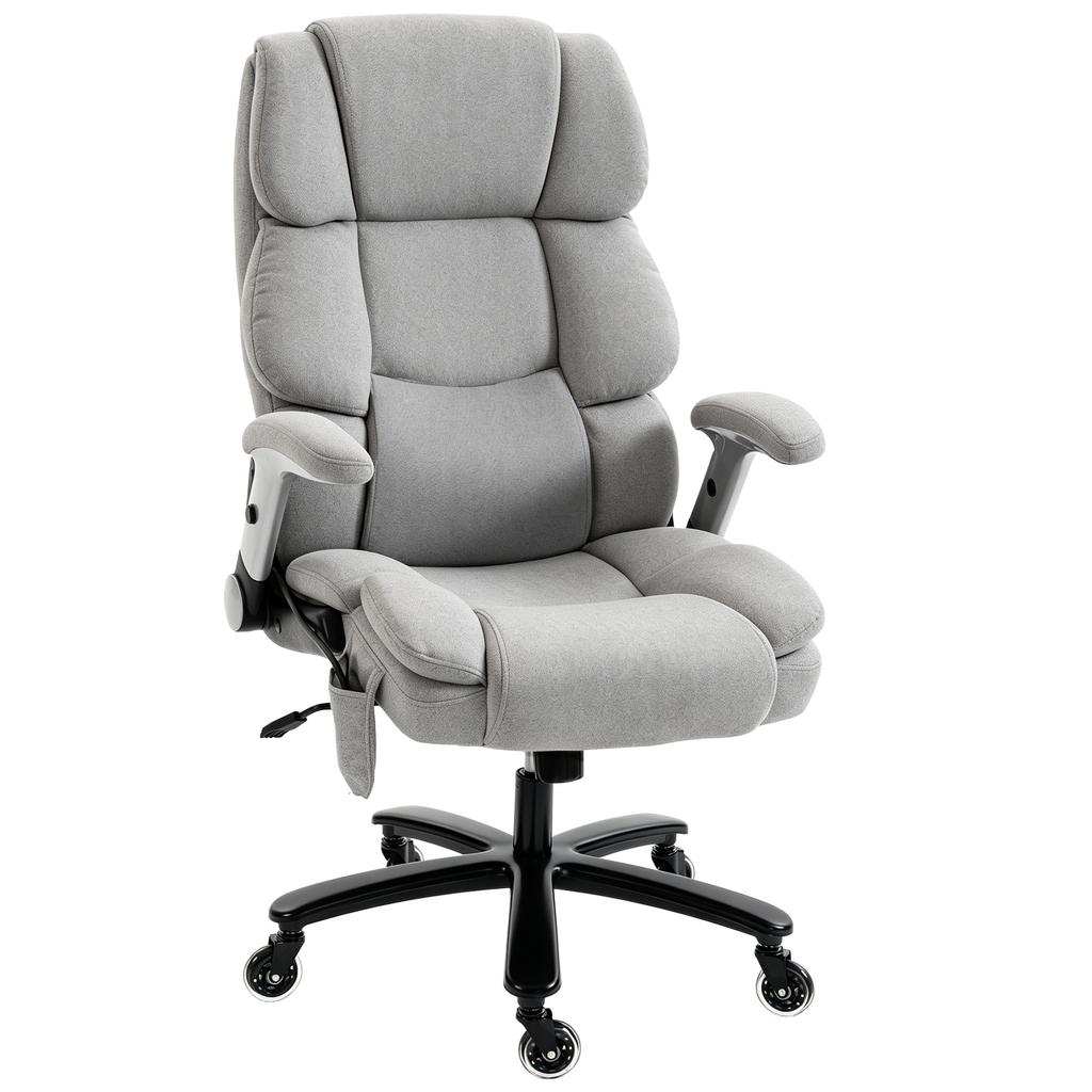 Office Chair with Airbag Lumbar Support, Desk Chair with Flip-Up Armrests, Pocket Springs, Light Grey