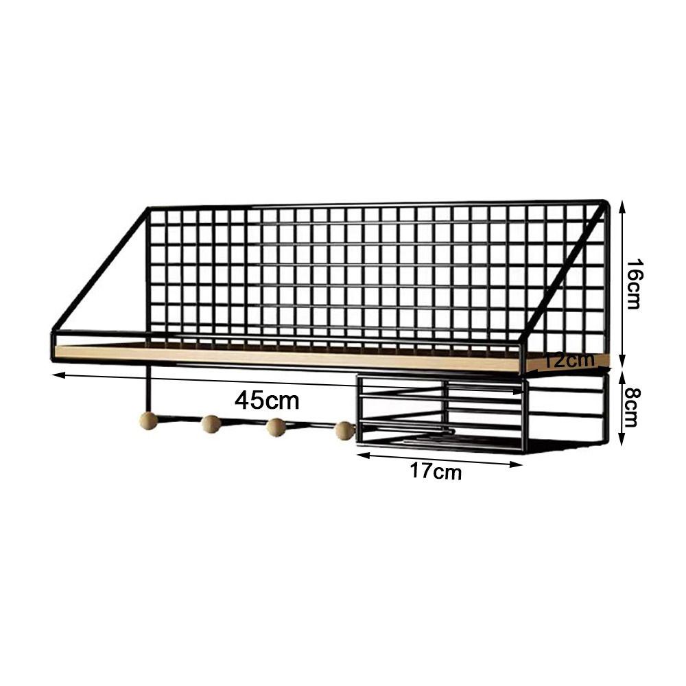 Metal Wood Wall Shelf Open Grid Multi-Layer Floating Wall Shelves Minimalist Style Display Storage Rack Living Room