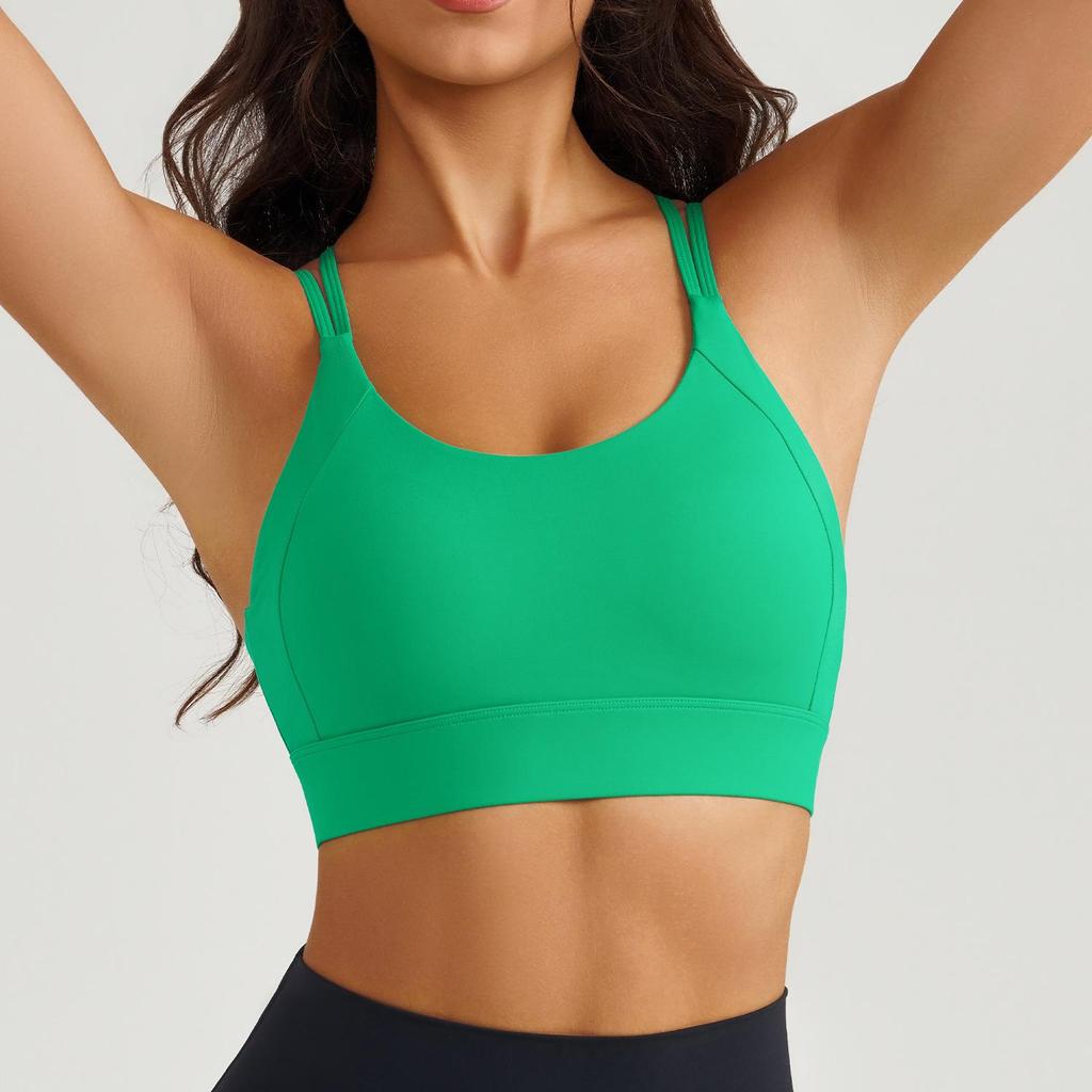 Women's Cross-Back Sports Bra with Thin Straps - Shock-Absorbing and Comfortable Yoga Fitness Wear with One-Piece Cup