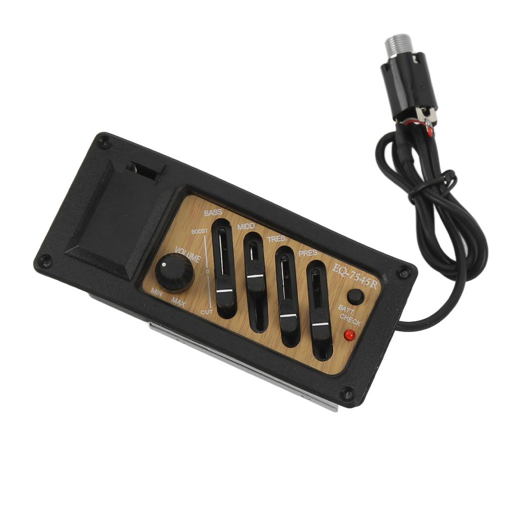 Acoustic Guitar Pickup Preamp Piezo 4 Band EQ Equalizer System Wood Grain Color 7545R
