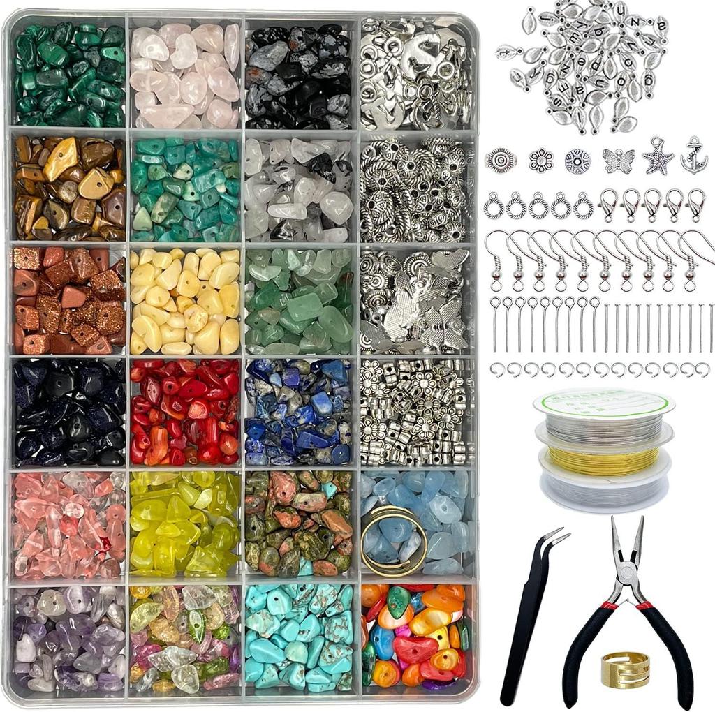Handmade Jewelry Accessories Box 24 56 Grid Irregular Gravel Natural Stone Diy Beads