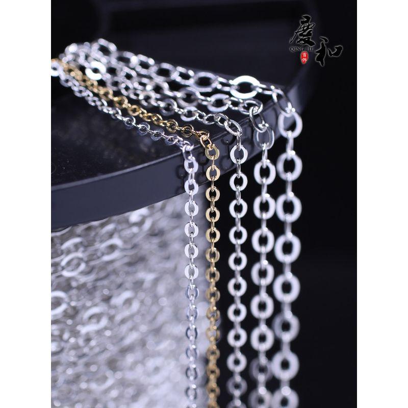 

S925 Sterling Silver Necklace Hip Hop European and American Style Necklace Twin Necklace Calendered O Cross Handmade Scatter Chain Long Sweater Chain Silver Color 2.0mm 40cm Finished Chain(1 Price)