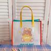 1pc Women's Transparent Jelly Shoulder Bag – Cartoon Bear Rabbit Design, Large Capacity for Summer Travel & Beach Carrying