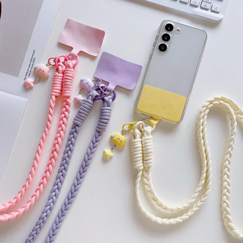 Woven Fashion Cartoon Pendant Mobile Phone Lanyard with Clip - Sturdy Anti-Lost Crossbody Chain