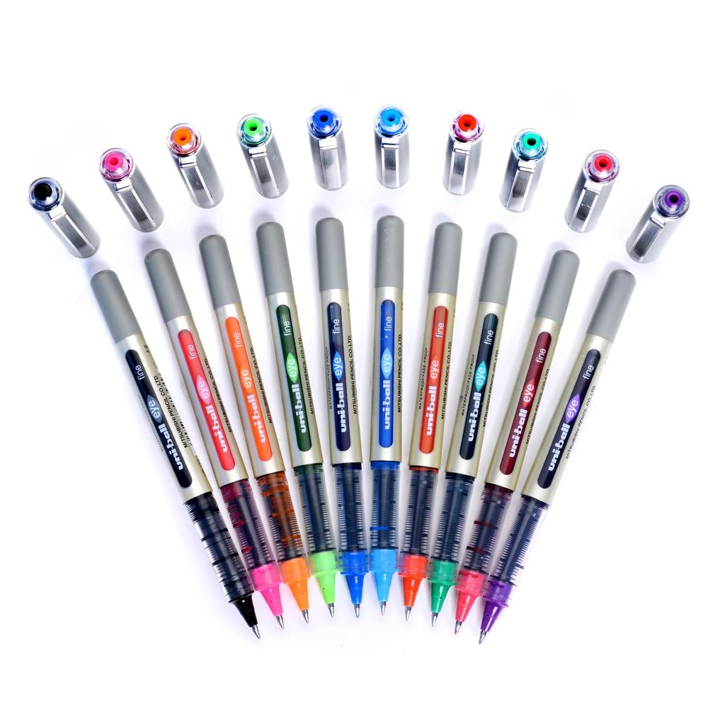 Uni-ball Eye UB157 0.7mm Roller Ball Pen Multicolor Ink Pack of 10 for Office, School & Home Use