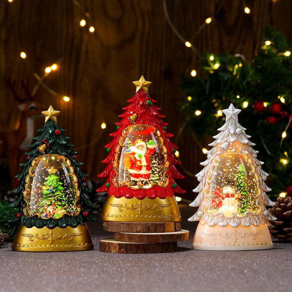 Lampada Candela Luminosa Albero di Natale Dipinto - Regalo per Bambini e Decorazione da Tavolo