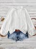 Spring New Loose Fashion Versatile Hollow Lace V-Neck One-Button Pleated Long Sleeve Shirt