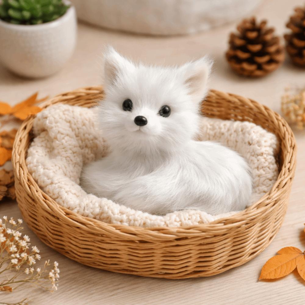 Mini Plush Fox Doll Toy Artificial Animal Squatting Sitting Fox Model  Home Decor