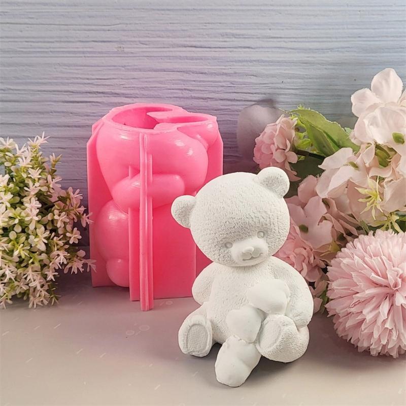 Flexible Silicone Mold Bear Figurine Shaped Candle Molds Scented Aromatherapys Making Mould Handmade Ornament Mould