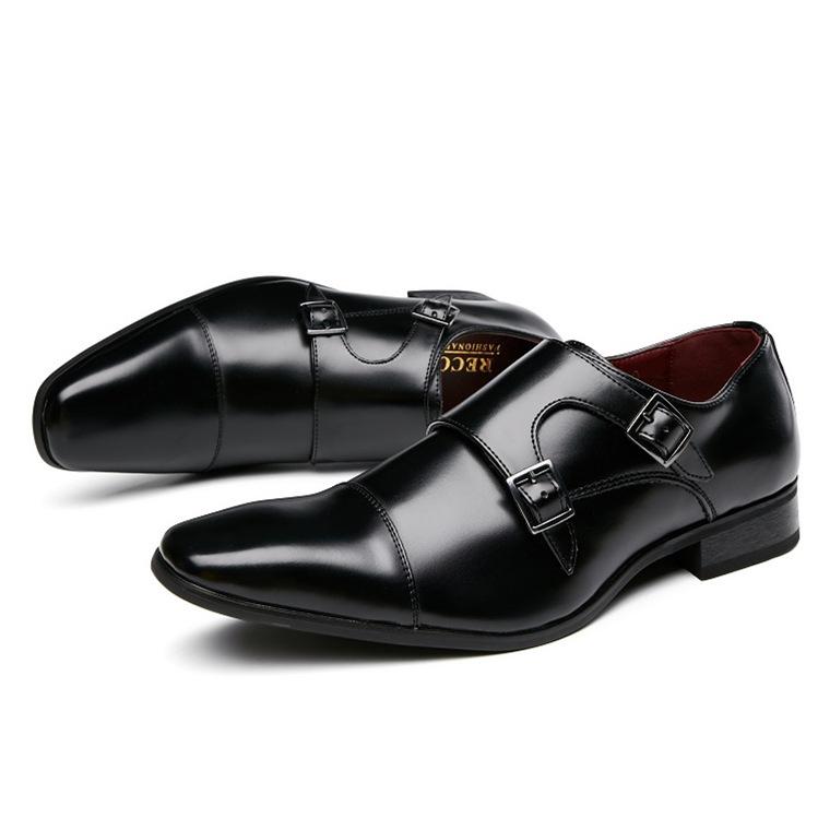 Fashion Leather Men Dress Shoes Loafers 2024 New Double Strap Buckles Designer Casual Leather Shoes for Men Business Formal Wedding Shoe