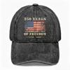 Unisex USA Patriotic Washed Baseball Cap 250 Years Of Freedom Adjustable Dad Hat