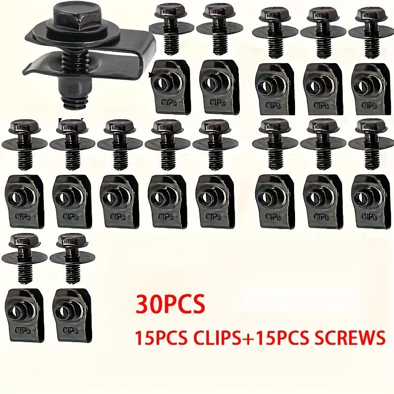 

30pcs Auto Motorcycle Metal U-Shaped Washer Clips Set, Engine Radiator Rivets, Bumper Fender Retaining Fasteners