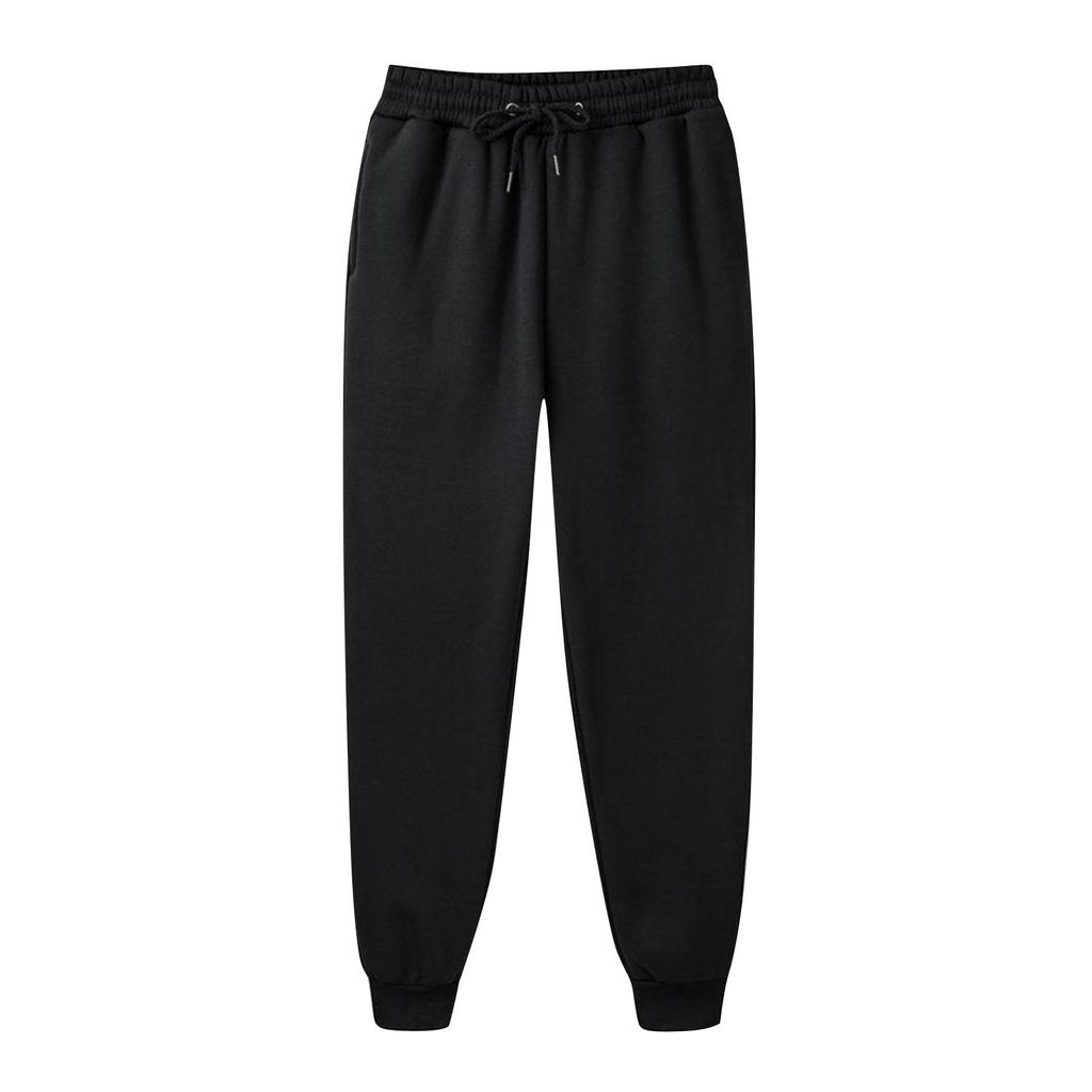 Men's Thermal Fleece Lined Sweatpants Thickened Warm Cotton Casual Jogger Pants Elastic Waistband Drawstring Closure