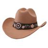 Weicher Fedora Hut mit Blumenstickerei Sonnenhut Vintage Filz Western Cowboyhut Reise Outdoor
