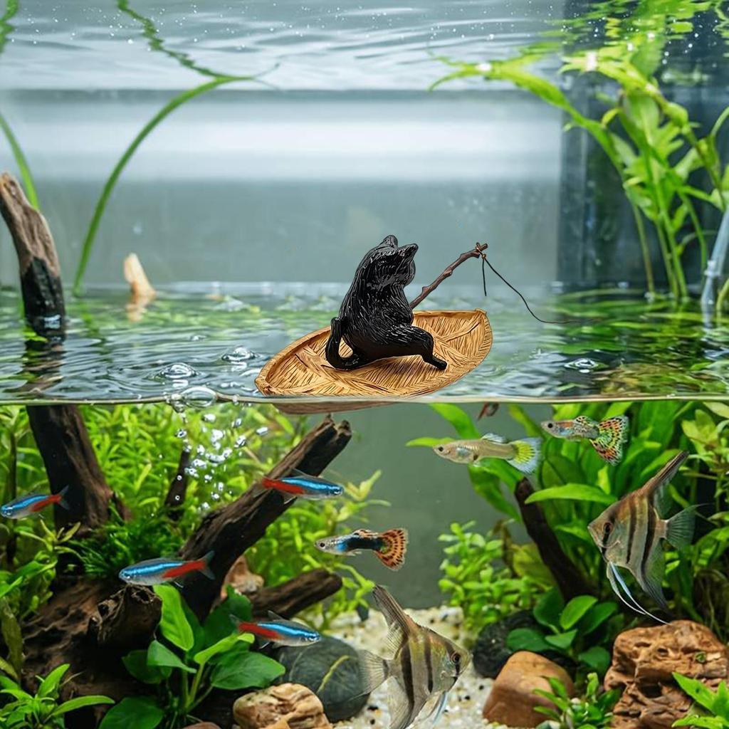 Fish Tank Decoration Cute Kitten Fishing Resin Statue Aquarium Decoration For Garden Pond Home Office Landscaping Outdoor