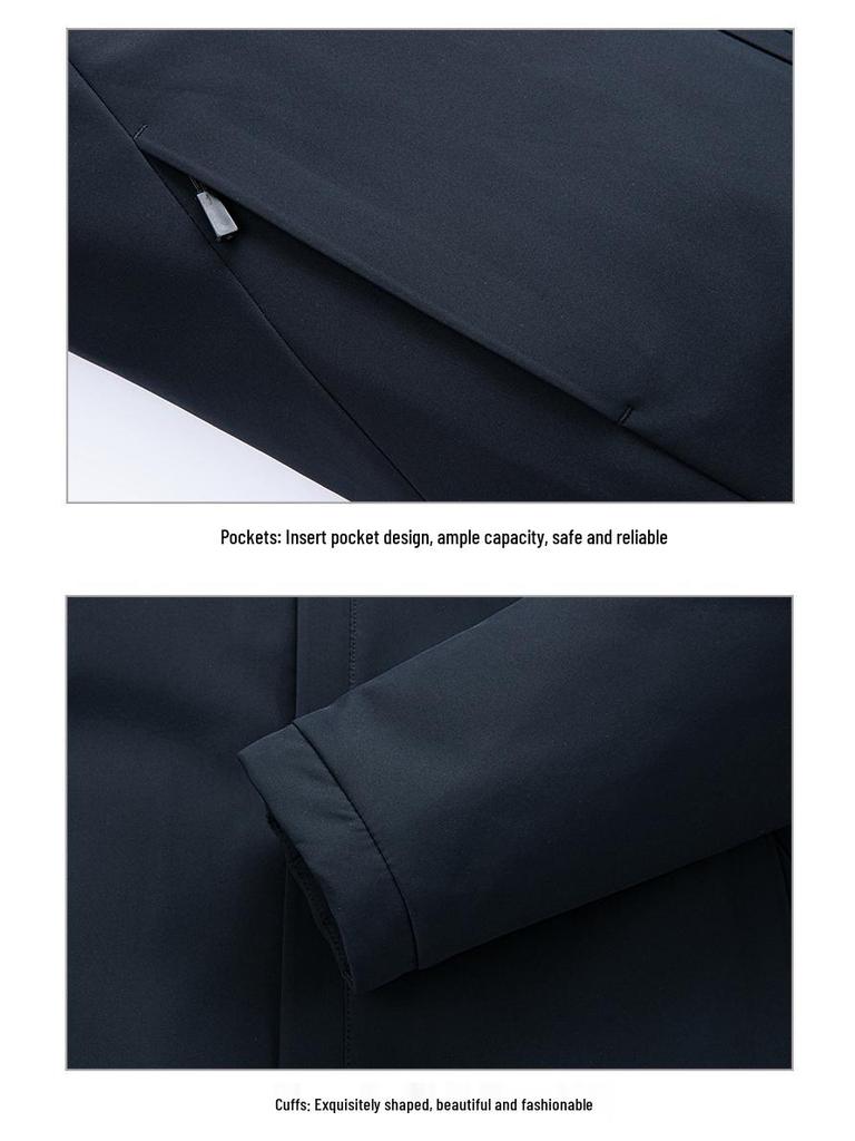 Men's Windproof Winter Down Jacket with Detachable Liner - Middle-Aged Business Style