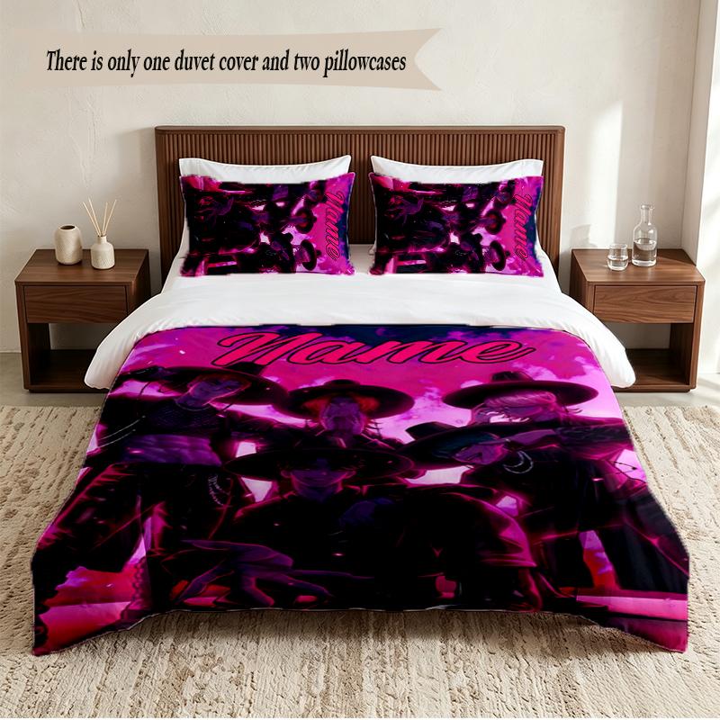 SAJA BOYS Personalized Custom Name 3‑Piece Bedding Set Soft Duvet Cover Set For Bedroom Home Decor