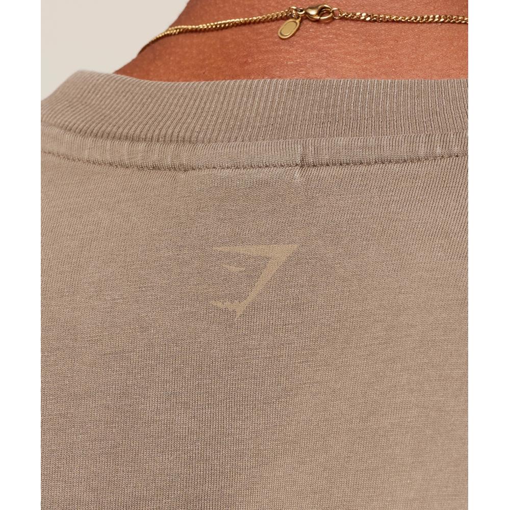 Gymshark CollegiaTe Washed T shirT sofT Brown A3b5o Nbzv