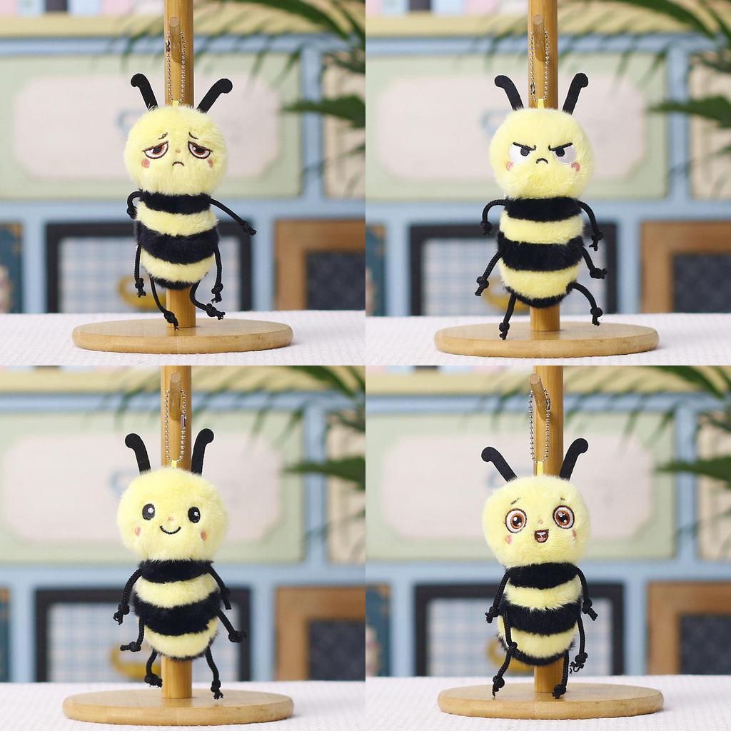Cute Bee Plush Keychain With Pp Cotton Filling For Backpack Decor And Gift Idea