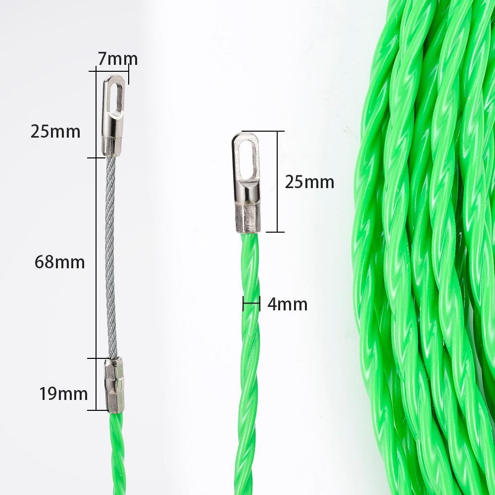 4mm Kabel Einziehwerkzeug 5/10/15/20/25/30/40/50M Fiberglas Einziehstange Fischband Elektrokabel Einziehgerät Hilfswerkzeug