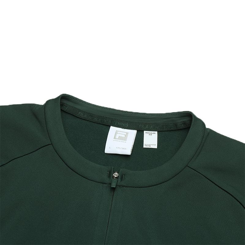 FILA Comfortable Half-Zip Long Sleeve T-Shirt Men Tops Ocean-Green A11M513217FDG