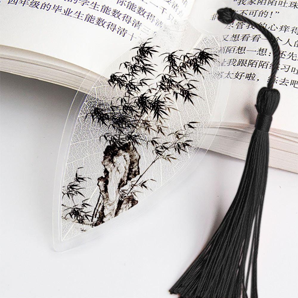 Chinese Archaic  Bookmarks Colorful Leaf Vein Bookmark Landscape Painting Bookmarks  Students