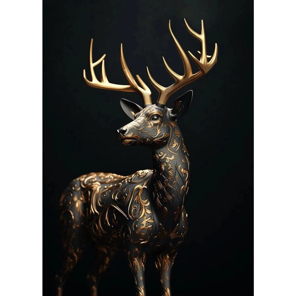 Black And Gold Animals Poster Animal Eagle Lion Carp Wolf Photo Canvas Print Poster Wall Art Decoration Painting Home Decoration