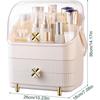3 Tiers Makeup Organizer Holder Cosmetic Storage Box with Dust Free Cover Portable Handle 2 Rroomy Drawers
