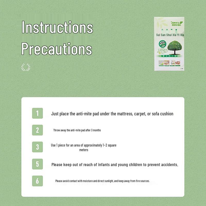 JINYIHOUSE Japanese Plant-Based Anti-Mite Pads (4-Pack)