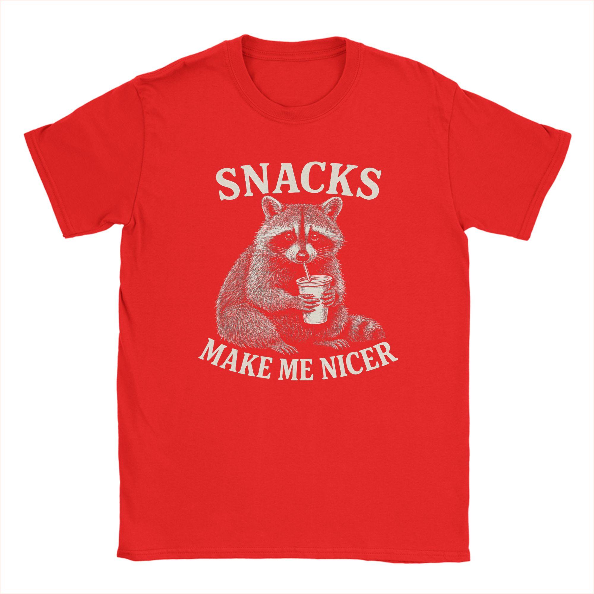 Snacks Make Me Nicer Raccoon Animal Sarcastic Saying Raccoon T Shirt Summer  Cotton TShirts For Unisex Hip Hop Design Tshirt S