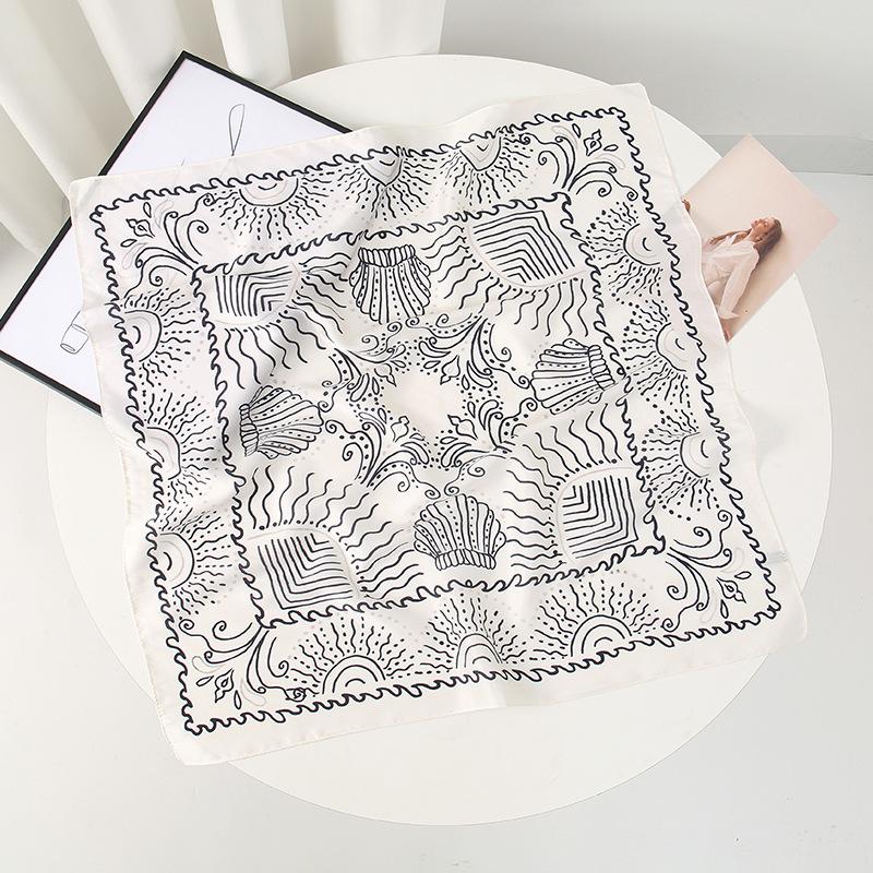 Japanese simple satin 71 * 71CM silk scarf spring and autumn light luxury purple neck protection simulation silk scarf square scarf