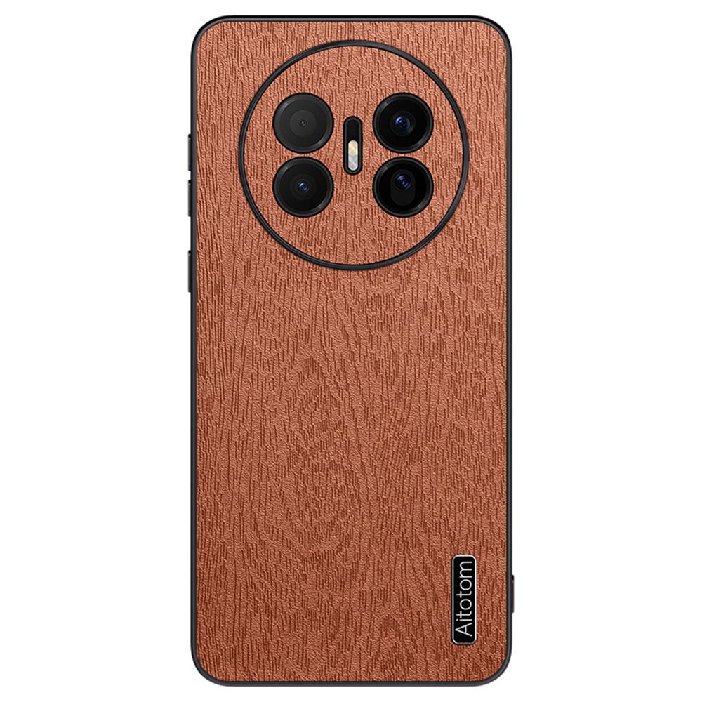 For Huawei Mate 70 Air Case Wood Texture PU Leather Coated PC TPU Phone Cover