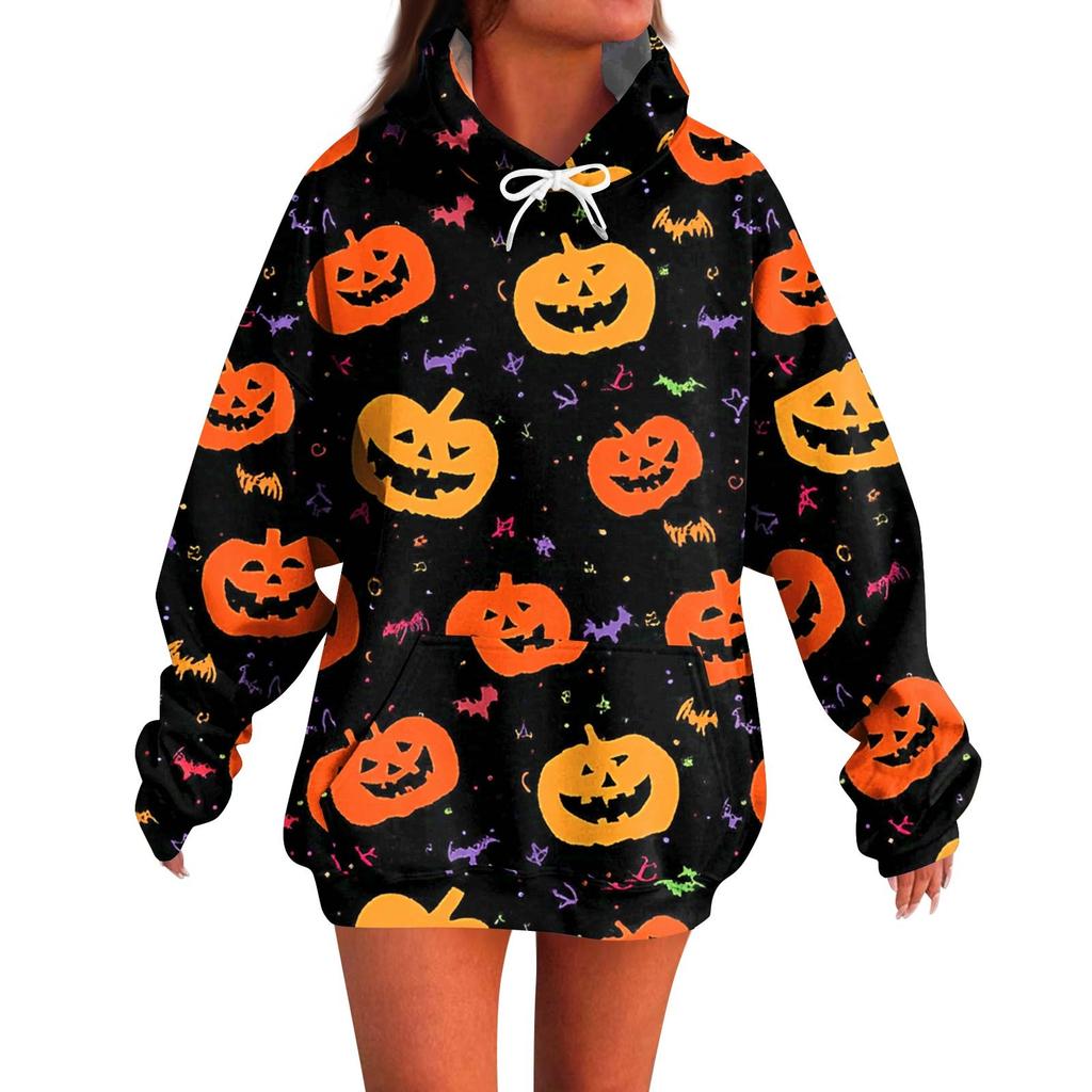 Women's Fashion Casual Halloween Print Long Sleeve Hoodie