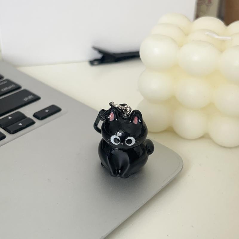 

1 Piece Q Cute Big-Eyed Cat Star Keychain Black Cat Pendant Cartoon Girlfriend Small Gift Bag Decoration Diy Accessories