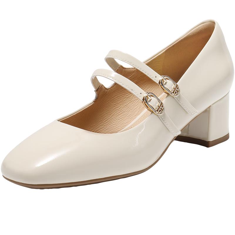 Belle Retro Chunky Heel Mary Jane Shoes 36