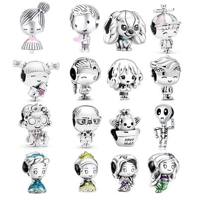 925 Sterling Silver Grandmother&Grandfather Girl Series Beads Charm Fit Original Fashion Bracelet DIY Jewelry Making for Women
