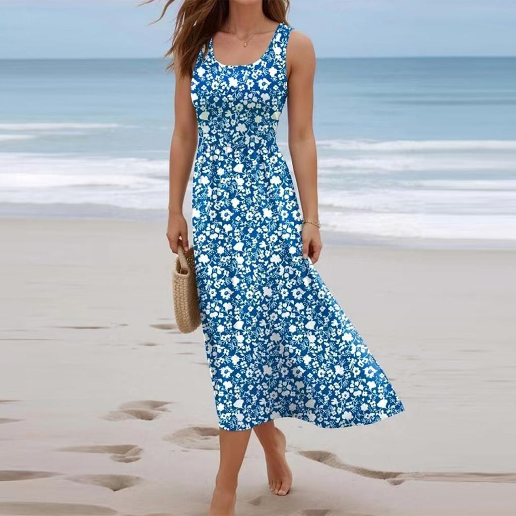 Women's Printed Camisole Sleeveless Comfortable Beach Vacation Dress